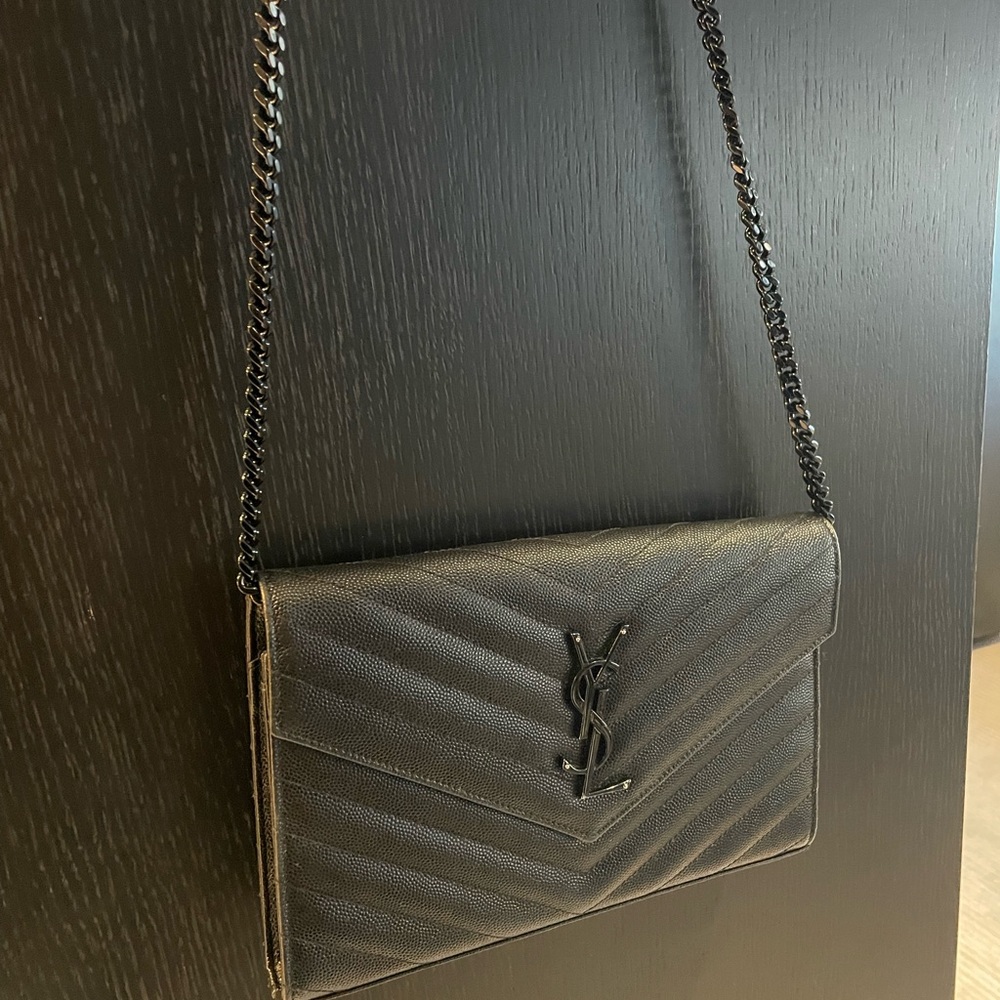 YSL black on black envelope handbag - Picture 9 of 13